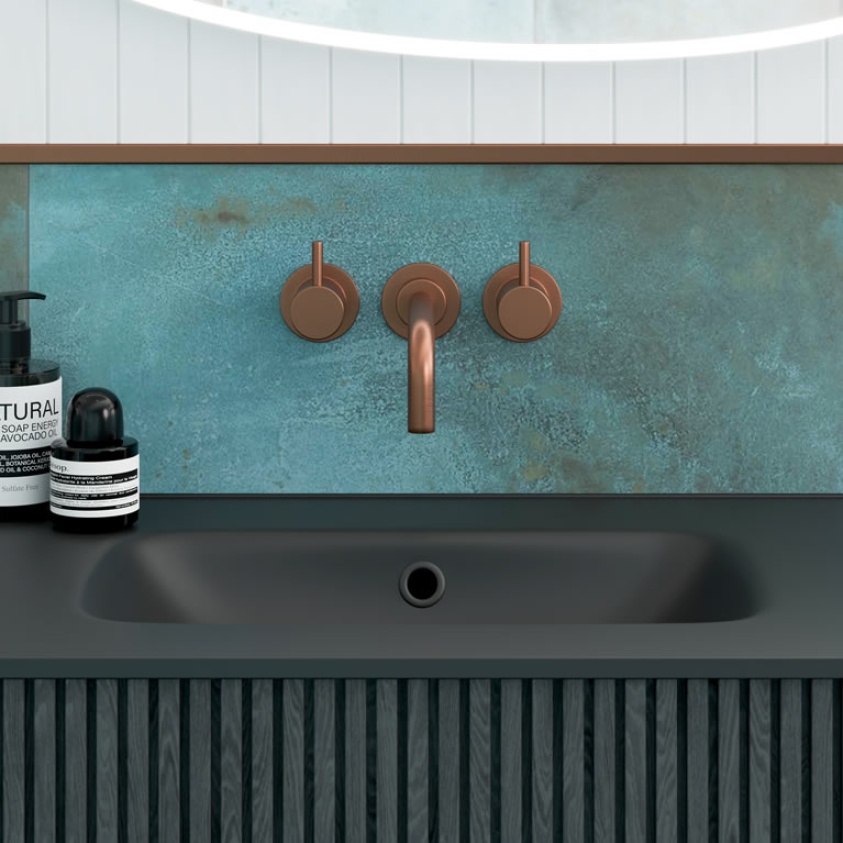 Crosswater MPRO Brushed Bronze Wall Mounted Basin 3 Hole Set - Lifestyle